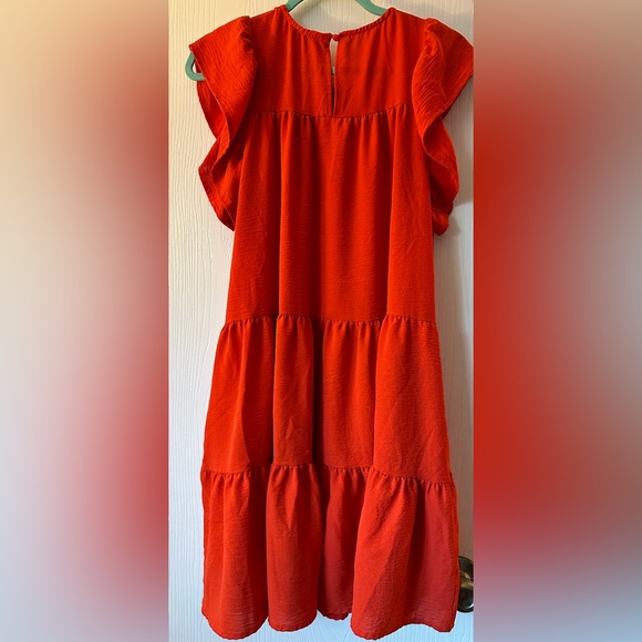 Newbury Kustom Orange midi dress short sleeve size medium. So adorable! - Picture 2 of 7